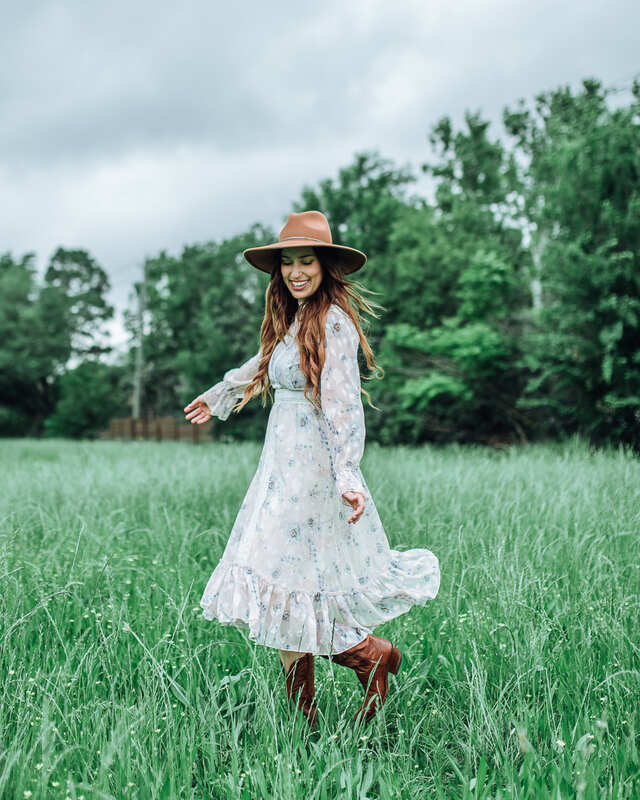 Hippie boho cowgirl maxi dress and boots